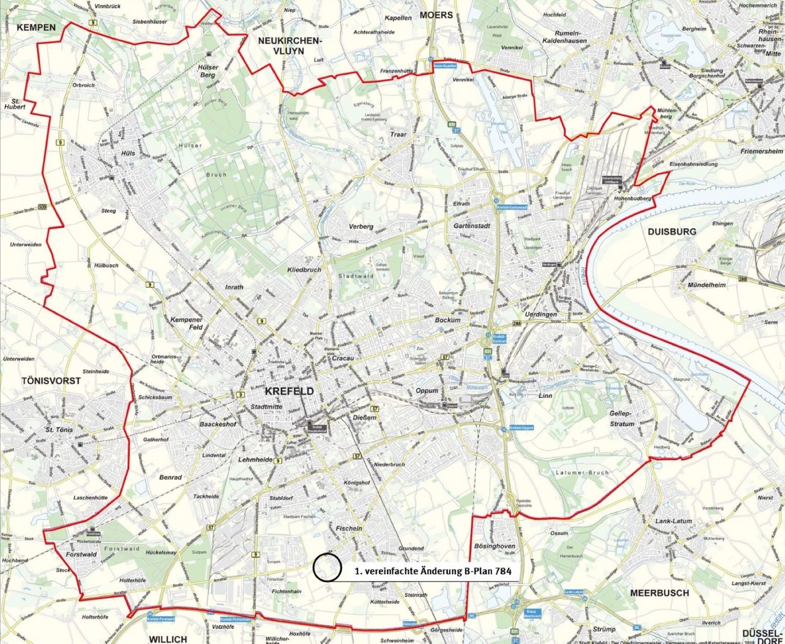 1. vereinfachte Änderung des Bebauungsplanes 784 in der Stadtkarte