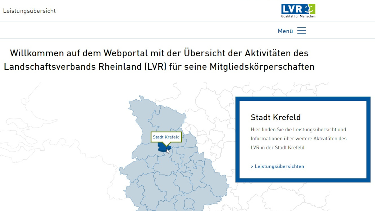 Screenshot LVR Portal. Bild: Stadt Krefeld, Presse und Kommunikation
