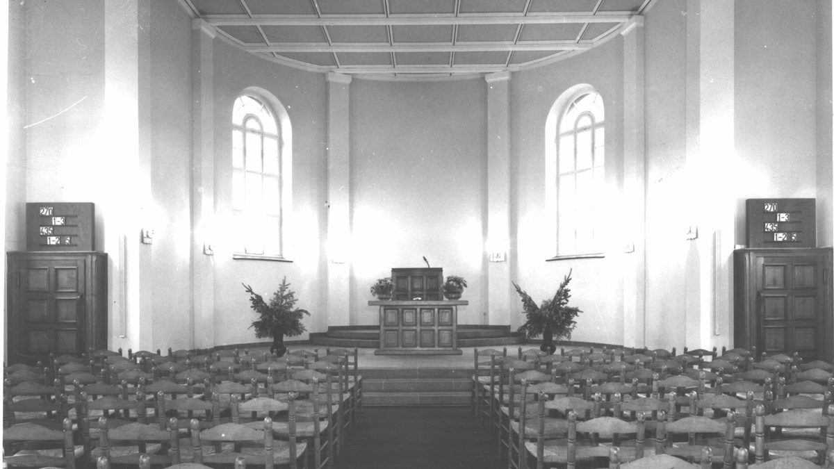 Innenraum der Mennonitenkirche in Krefeld. Foto: Stadtarchiv